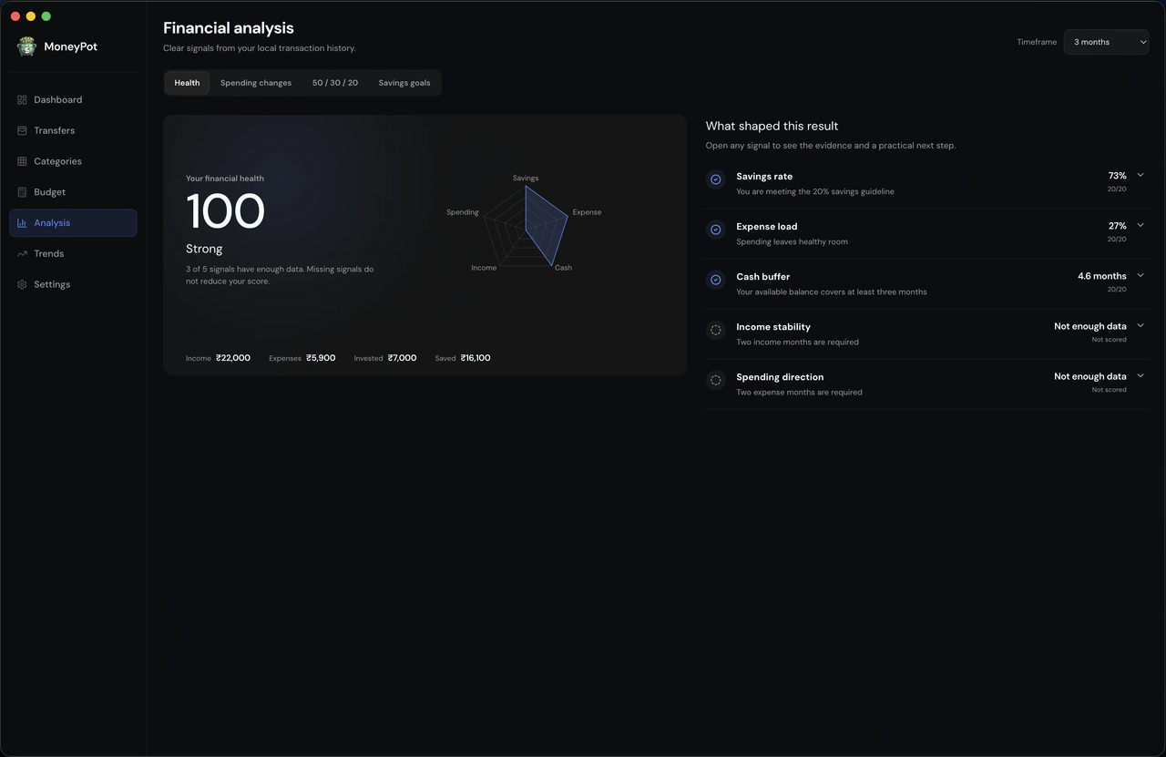 MoneyPot interface, screen 5